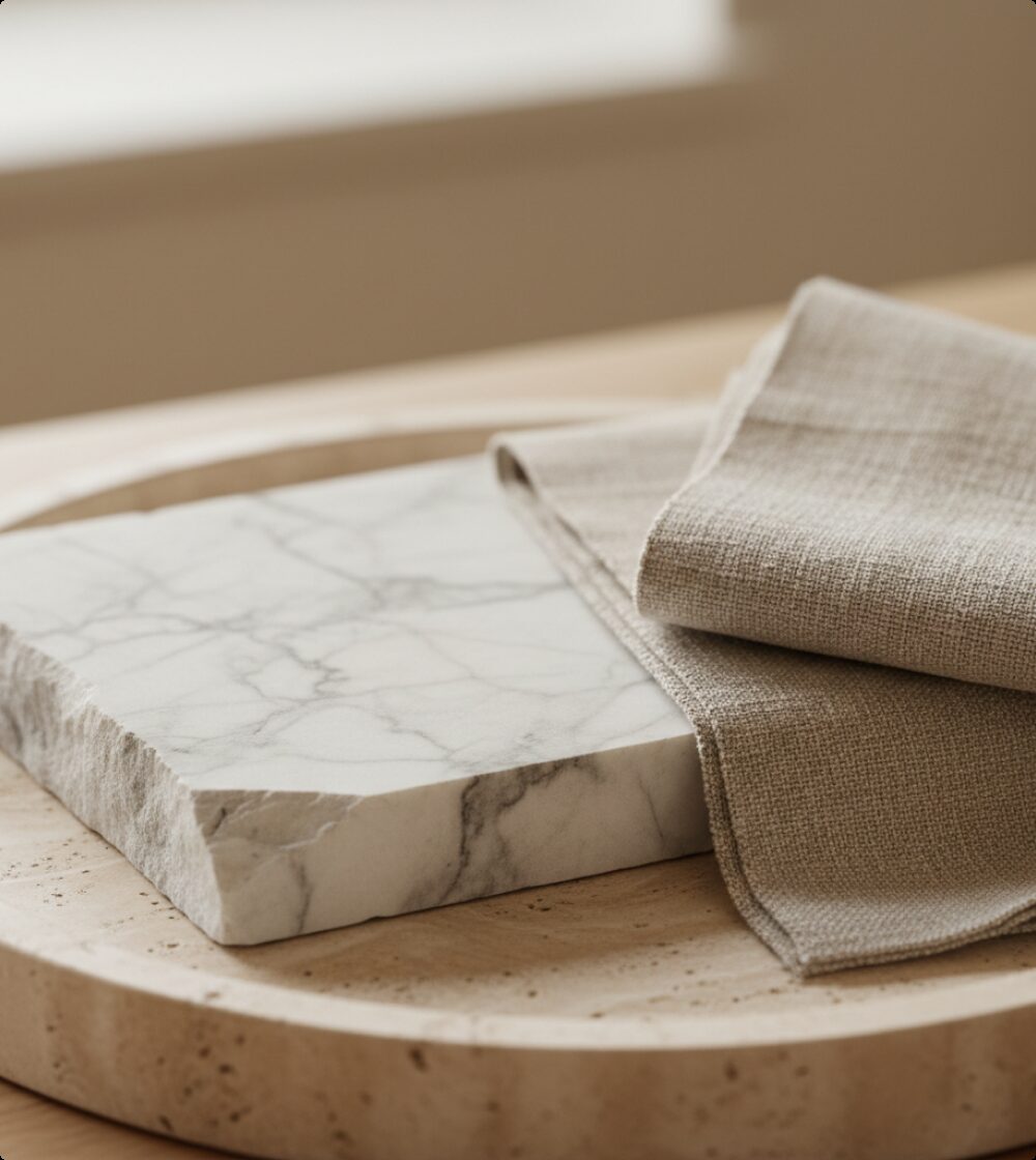 Material samples in the studio